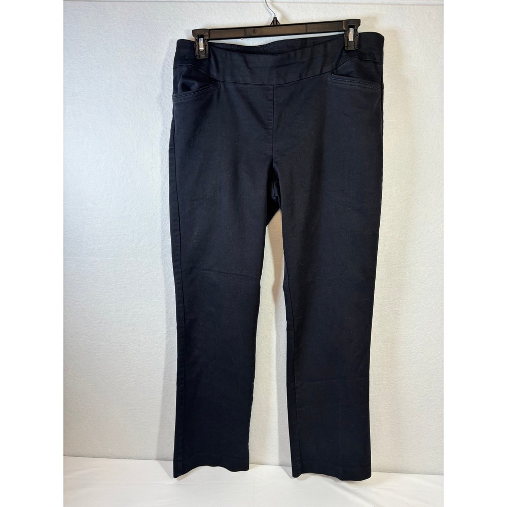 Croft & Barrow Effortless Stretch Pants Black Straight Leg PullOn Womens 14 Long
